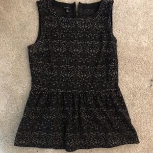 Talbots sparkly peplum top with gem collar